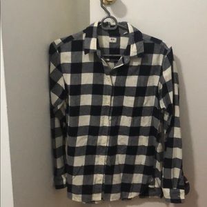 Navy and white checkered flannel